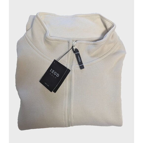 Izod Other - Izod Golf Men's XL Pullover Sweater 1/4 Zip Mock Collar Sandstone NWT